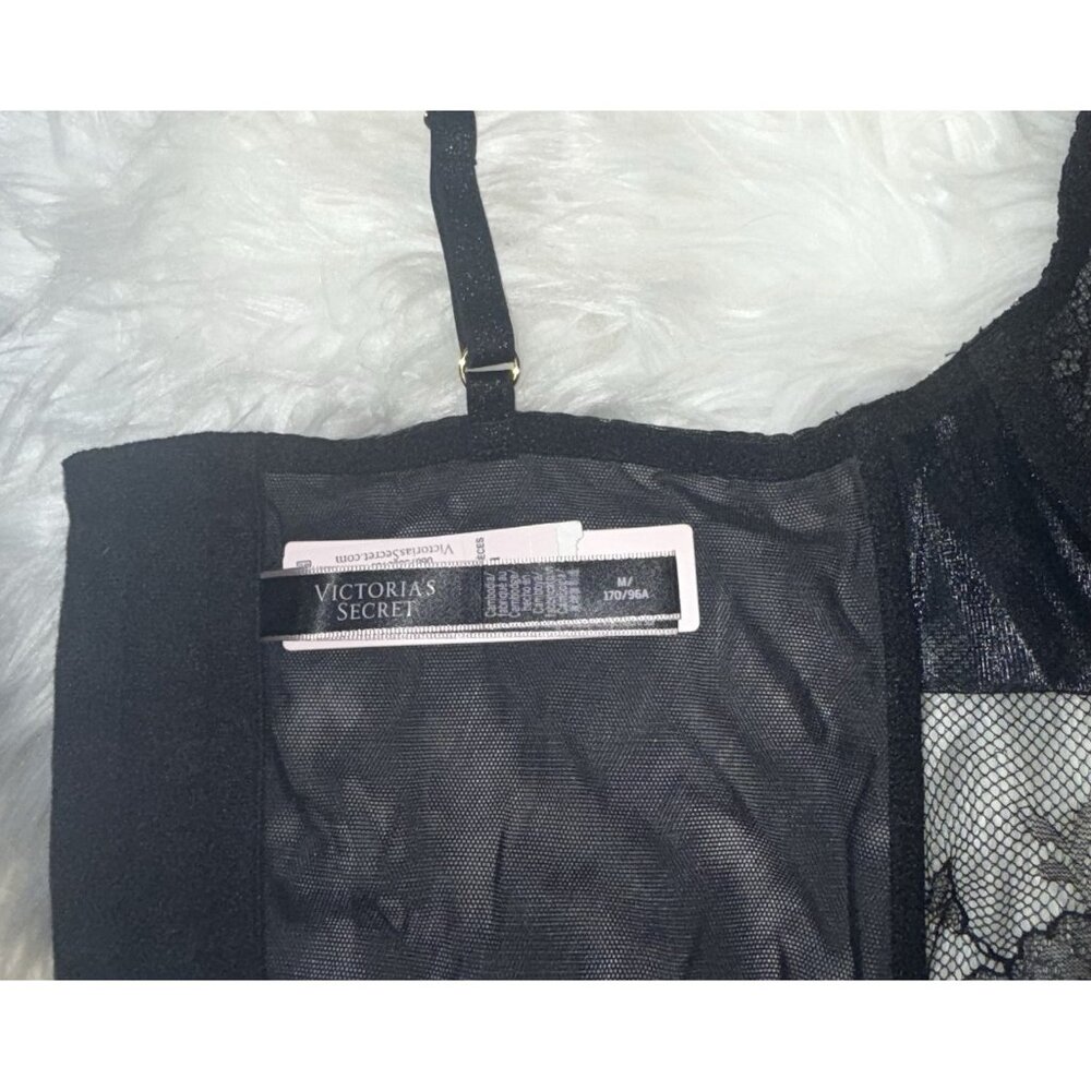 Victorias Secret Lace Longline Bra Corset Underwire Womens M Medium Black New - Picture 7 of 7